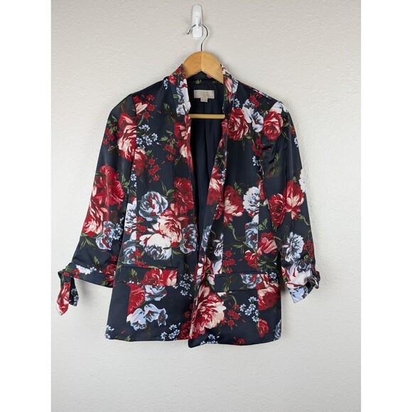 Loft Women's XXS Petites Blazer Open Front Floral - Picture 1 of 8